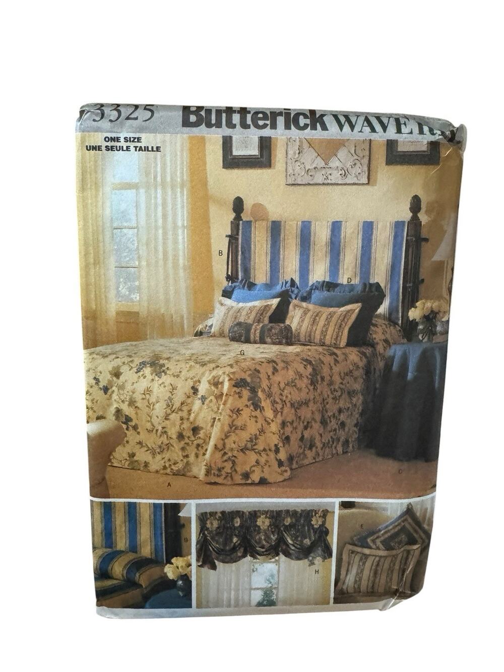 Butterick 3325 Bedroom Accessories Sewing Pattern Bedspread Pillow Cover Valance